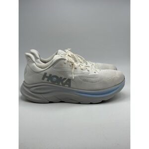 Hoka One One Clifton 10 White Glacier Blue Mens Run Shoes 1162030-WTGL Sz 12D